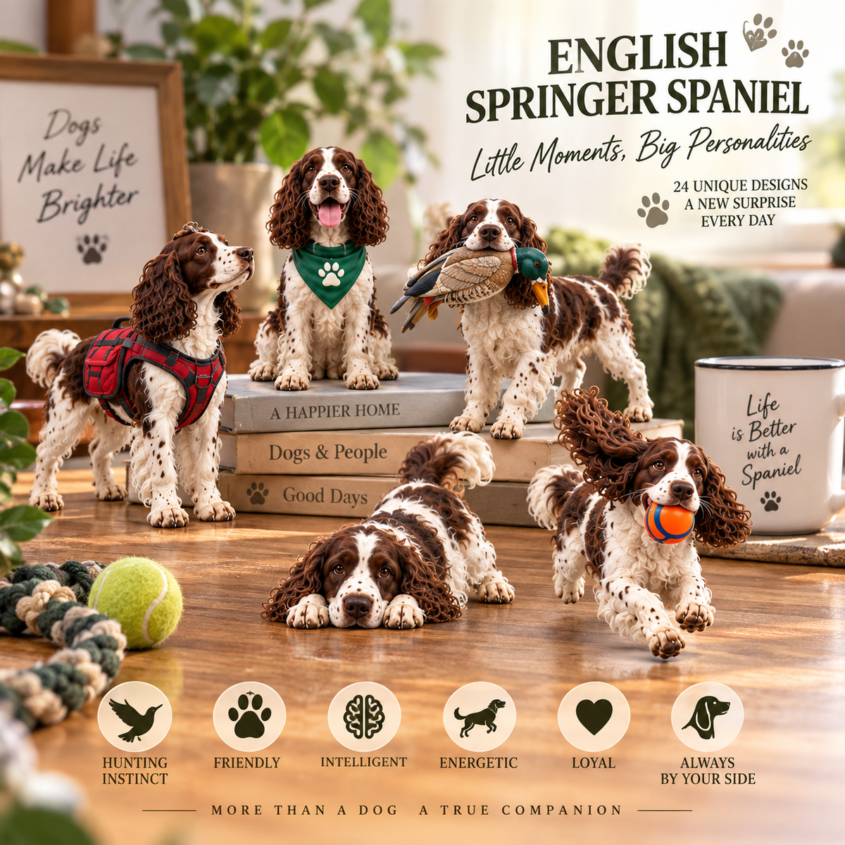🎁 24 Days of English Springer Spaniels – 24 Adorable Surprises, One Unforgettable Christmas ❤️