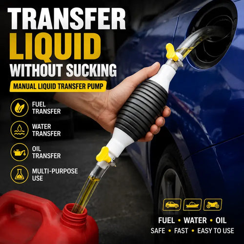 🔥⛽Manual Siphon Pump Kit with 1M Hose, Rubber Pump Bulb & 2 Hose Clamps, Liquid Transfer Pump for Fuel Water Oil, Car Boat Motorcycle