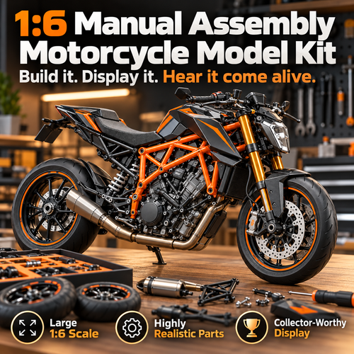 🔥LAST DAY 50%🏍️ Motorcycle Model Kit – 1:6 Scale DIY Assembly & Fuel-Powered Engine