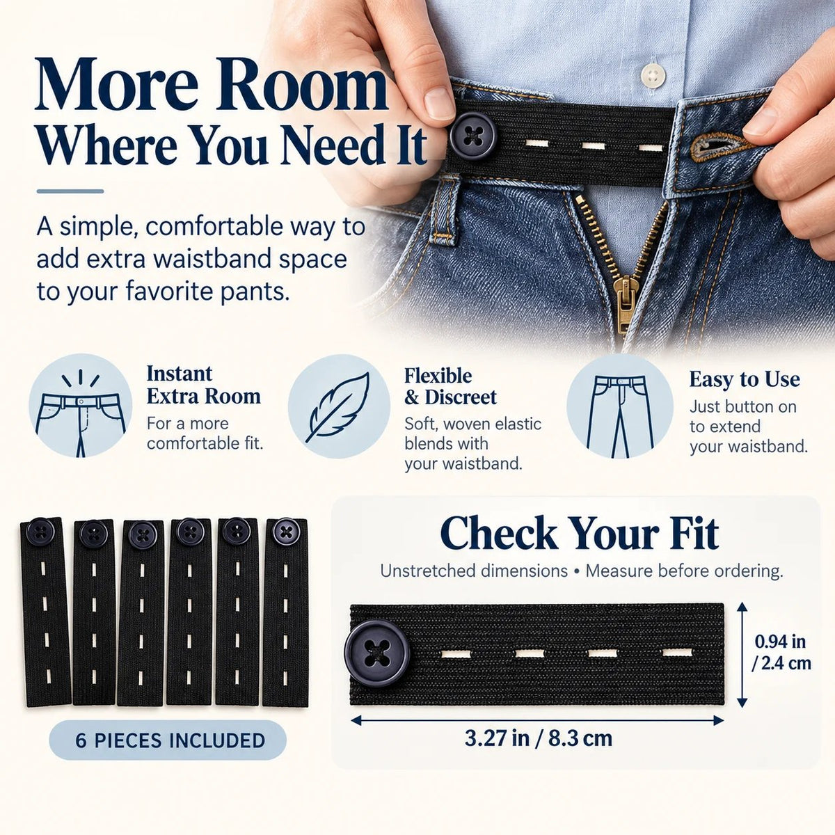 👖 Elastic Waistband Extender Buttons – Adjustable Comfort, 10-Piece Set