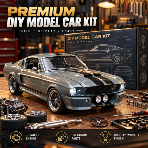 🔥LAST DAY 70%🏎️ 1967-Inspired GT500 Fastback DIY Model Car Kit – Build & Display