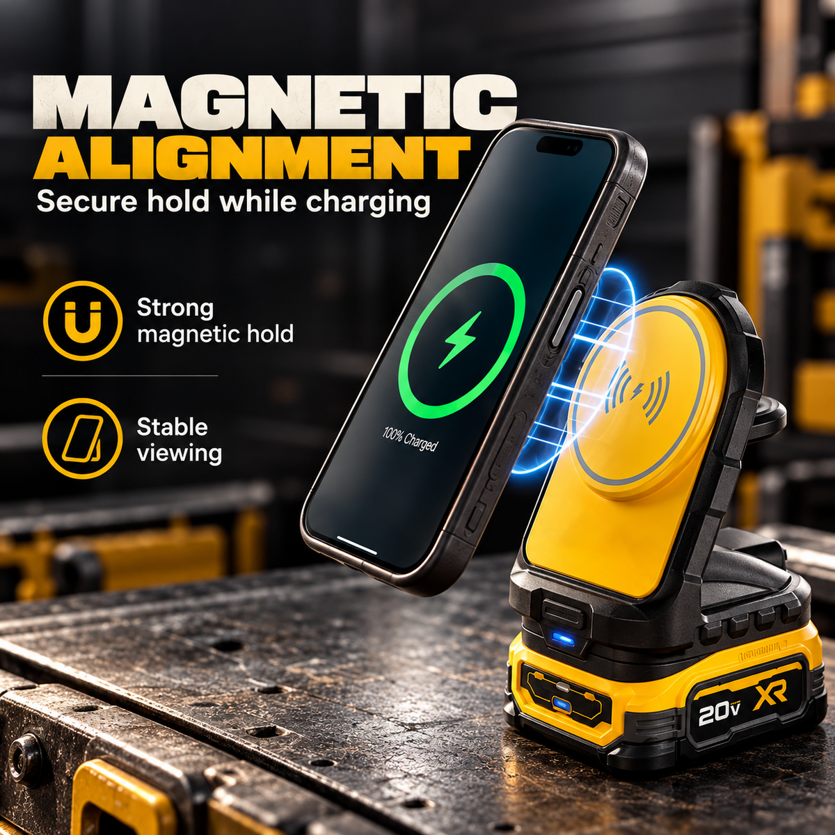 DEWALT 2-in-1 Magnetic Wireless Charger for Phone & Apple Watch