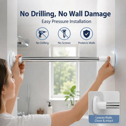 Adjustable No-Drill Rod – Easy Installation Without Drilling 🏠