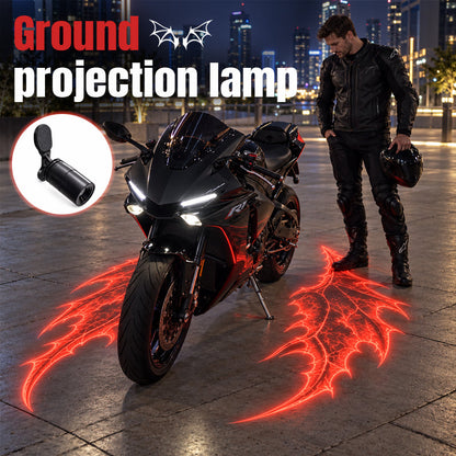 🏍️🔥 Motorcycle Devil Wing Projection Lights – Cool LED Ground Lighting for Riders! ⚡