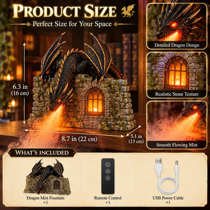 🐉 Dragon Mist Diffuser – Glowing Fire-Breathing Fantasy Bookshelf Decor