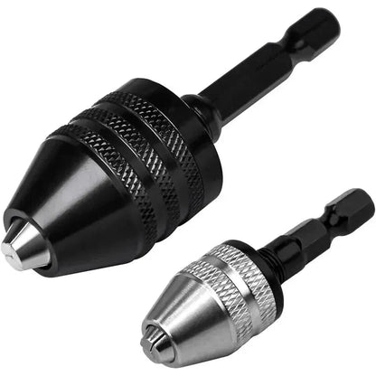 2-Piece Keyless Drill Chuck Adapter Set – 1/4′′ Hex Quick Change (0.3-8mm) for Impact Drivers & Power Tools