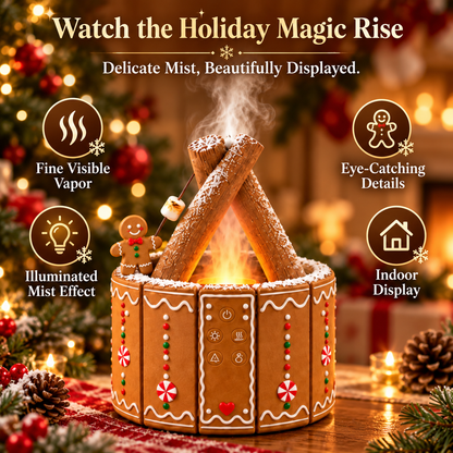 🎄🔥 Magical Christmas Campfire Aroma Diffuser – Realistic Flame-Effect Mist & Cozy Holiday Glow 🎅🍪