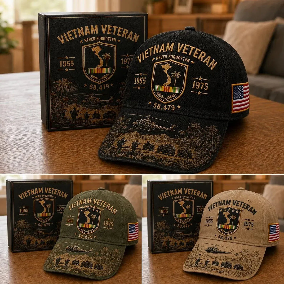 ⭐️Vietnam Veteran Never Forgotten 1955–1975 Commemorative Cap 🇺🇸
