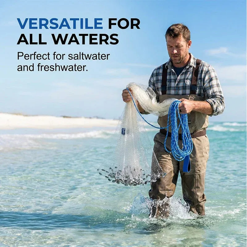 ⭐40% OFF !! ⏰ Easy-Throw Cast Net – Heavy-Duty Mesh, Rapid Sinking, Versatile 🌊