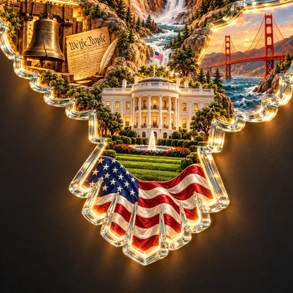 🦅 American Heritage Light-Up Eagle Wall Art – 6 Iconic U.S. Landmarks 🇺🇸