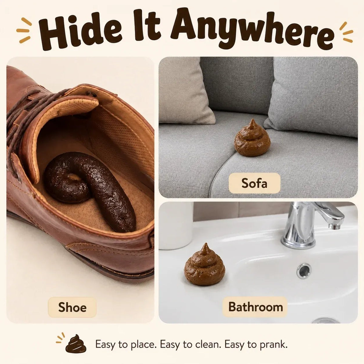 🔥7PCS Realistic Fake Poop Prank Set – Hilarious Gag Gift for Parties & Office