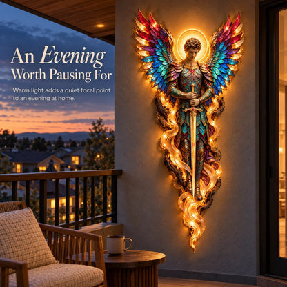 ✝️ Heavenly Radiance Lighted Angel Wall Sculpture | Gabriel or Michael