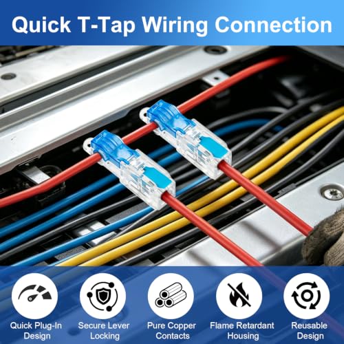 30-Pack T-Tap Wire Connectors ⚡ – 20–14 AWG Solderless Quick Splices