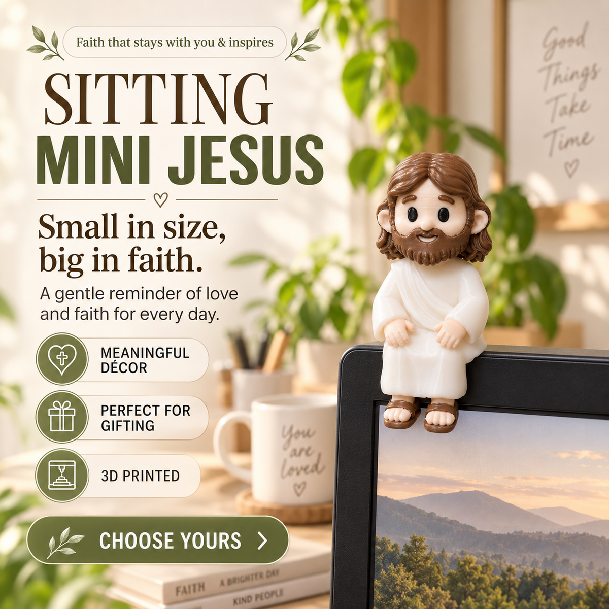 🙏 Sitting Mini Jesus – 3D Printed Faith Reminder Figurine(3pcs)