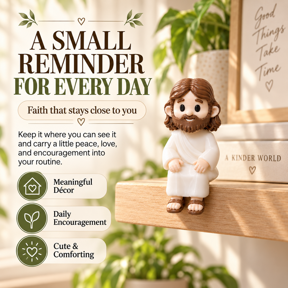 🙏 Sitting Mini Jesus – 3D Printed Faith Reminder Figurine(3pcs)