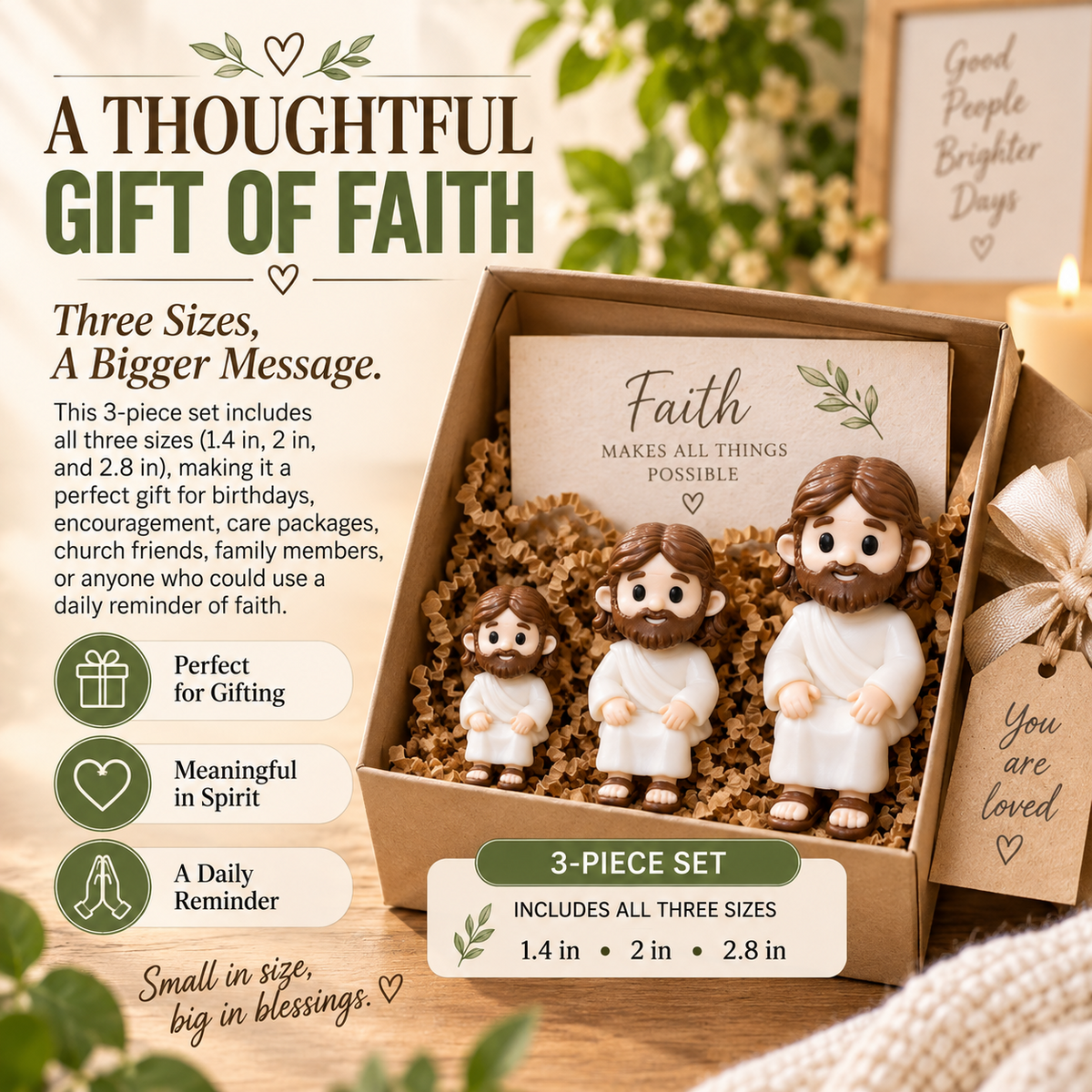 🙏 Sitting Mini Jesus – 3D Printed Faith Reminder Figurine(3pcs)