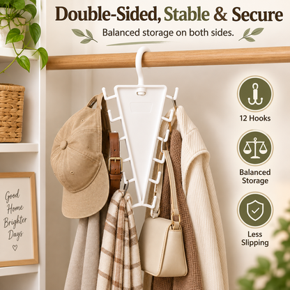 V-Shaped Double-Sided Closet Organizer – 360° Swivel Space-Saving Hanger
