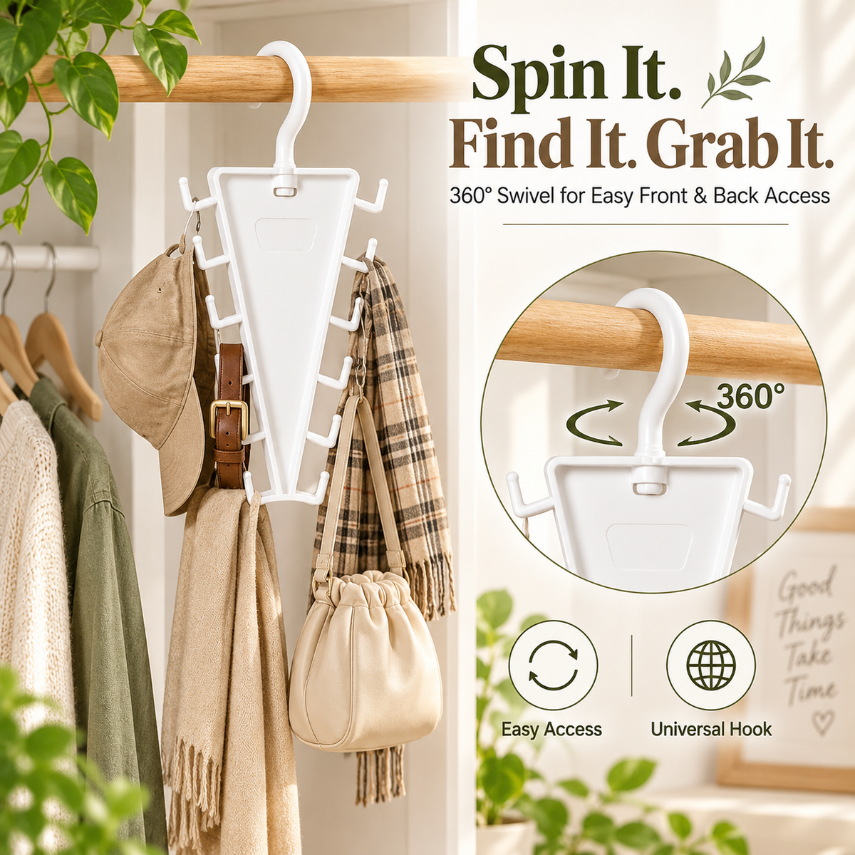 V-Shaped Double-Sided Closet Organizer – 360° Swivel Space-Saving Hanger