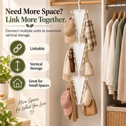 V-Shaped Double-Sided Closet Organizer – 360° Swivel Space-Saving Hanger