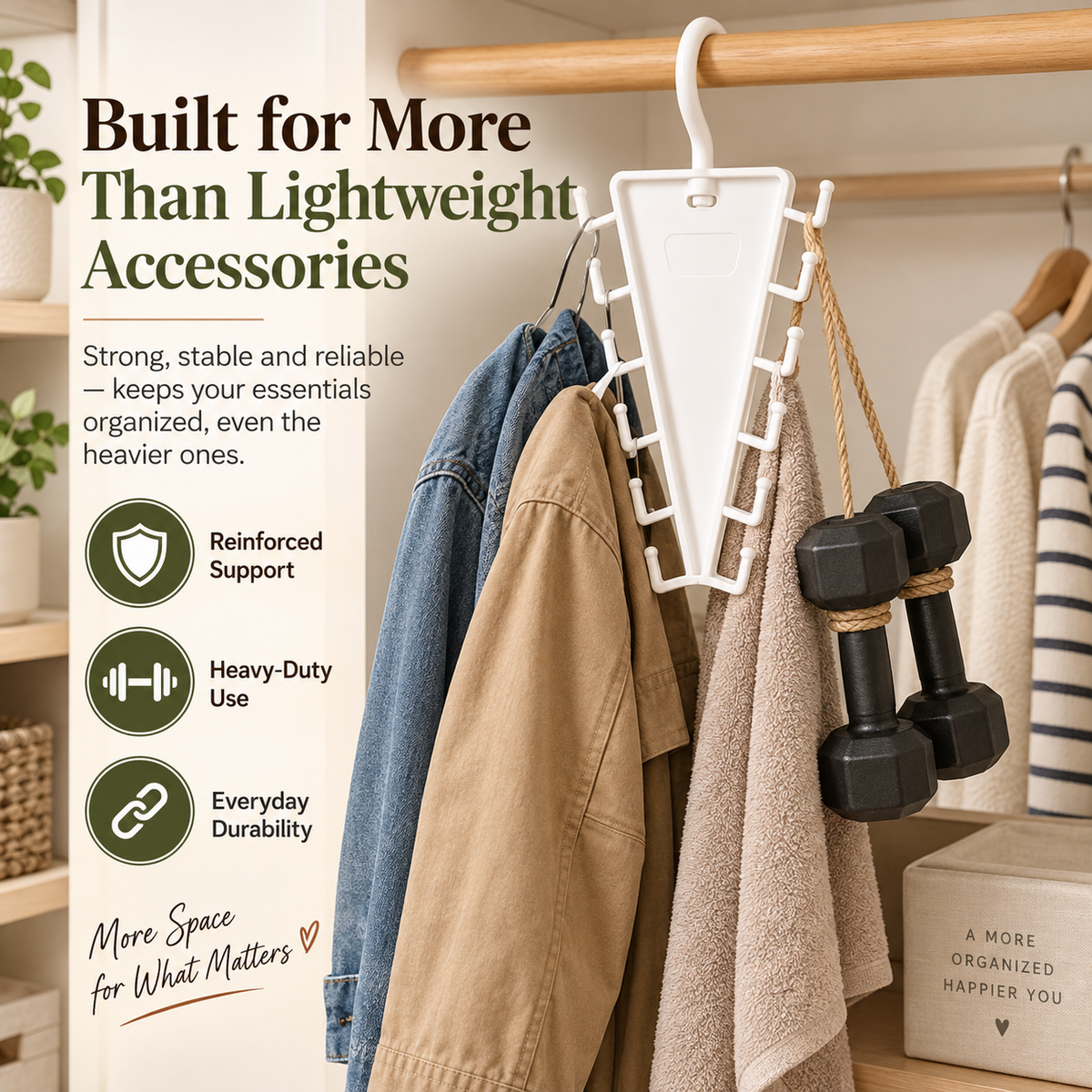 V-Shaped Double-Sided Closet Organizer – 360° Swivel Space-Saving Hanger
