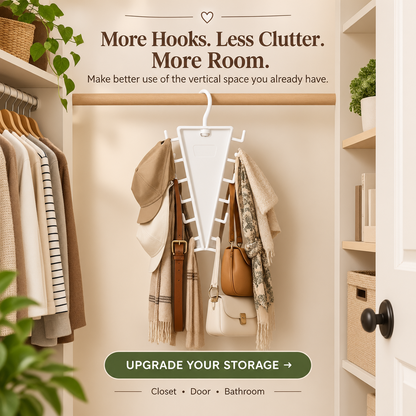 V-Shaped Double-Sided Closet Organizer – 360° Swivel Space-Saving Hanger