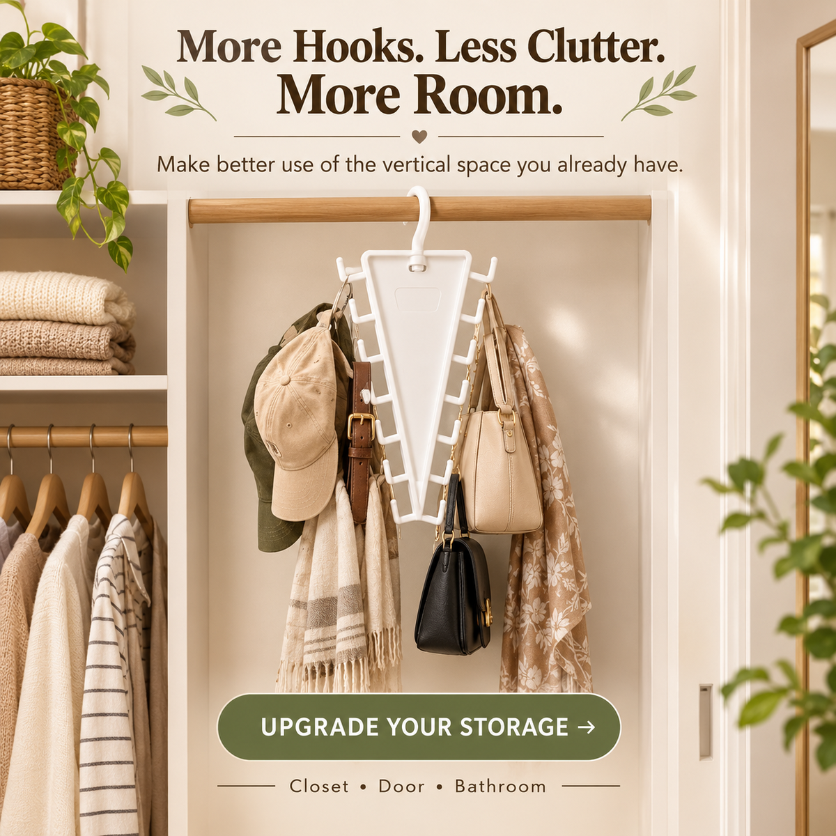V-Shaped Double-Sided Closet Organizer – 360° Swivel Space-Saving Hanger