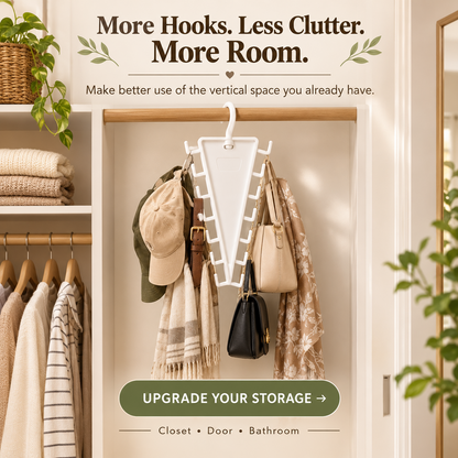 V-Shaped Double-Sided Closet Organizer – 360° Swivel Space-Saving Hanger