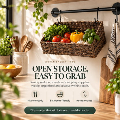 Wall Storage Organizer – Hanging Rail or Woven Basket