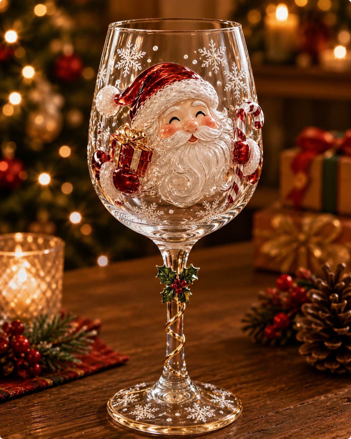 🎄🍷 3D Christmas Wine Glass Set – Magical Holiday Glassware & Festive Gift! 🎁✨