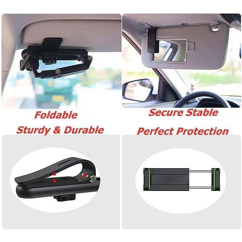 🚗📱 1080° Rotating Car Sun Visor Phone Holder – Adjustable Hands-Free Phone Mount ✨