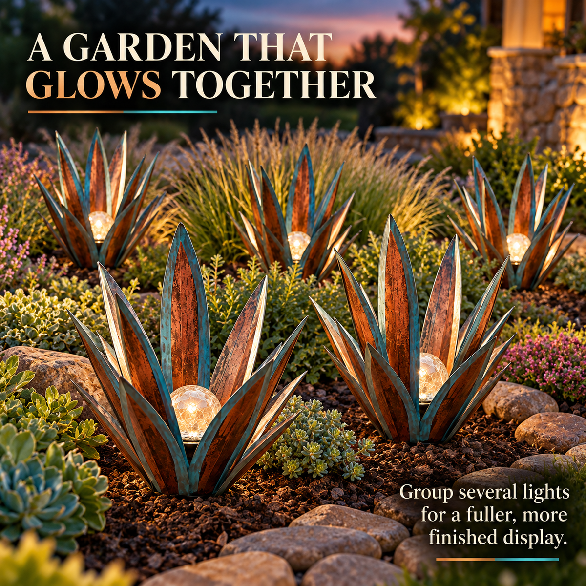 Glowing Solar Agave Garden Light