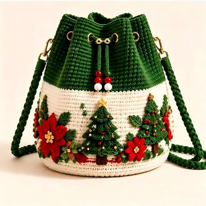 🎄Festive Crochet Bucket Bag – Carry the Magic of Christmas Wherever You Go!
