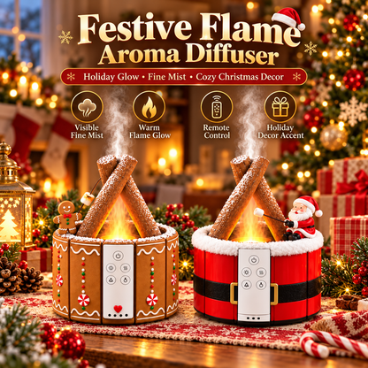 🎄🔥 Magical Christmas Campfire Aroma Diffuser – Realistic Flame-Effect Mist & Cozy Holiday Glow 🎅🍪