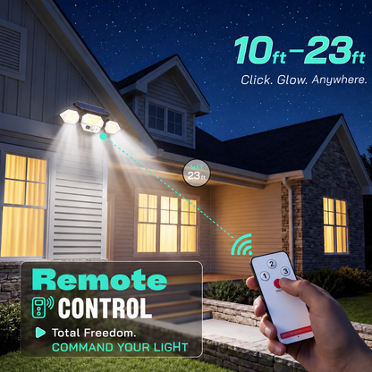☀️ Clip-On Solar Motion Sensor Light – 3-Head Lighting, Remote Control & USB-C Charging