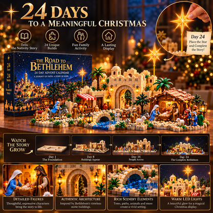 ✝️ The Road to Bethlehem™ – 24-Day Nativity Advent Calendar | Buildable Christian Christmas Story Set & Family Faith Gift 🎄