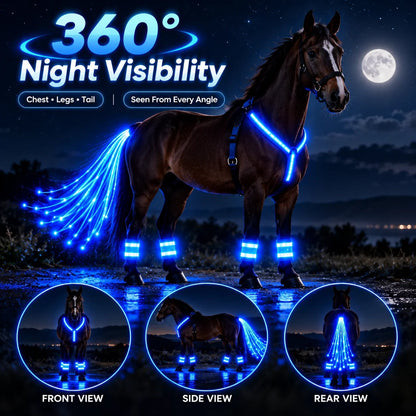 🐎Horse LED Night Glow Protection Gear 6-Piece Full Set