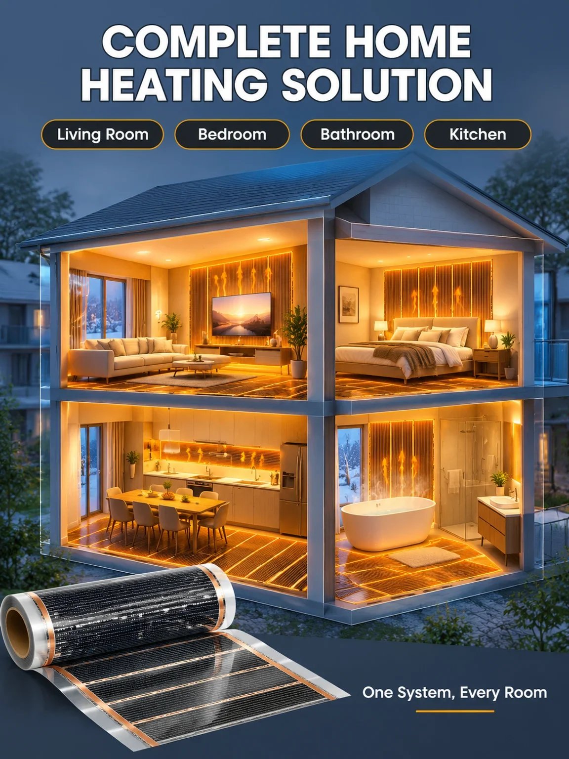 Ultra-Thin Graphene Infrared Wall Heater | 3s Rapid Heating | A+++ Energy Saving | Drill-Free ☀️