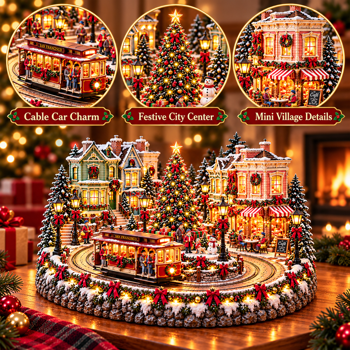 🚋🎄 Christmas City Railway  – Lighted San Francisco Cable Car & Chicago Train Holiday Scenes