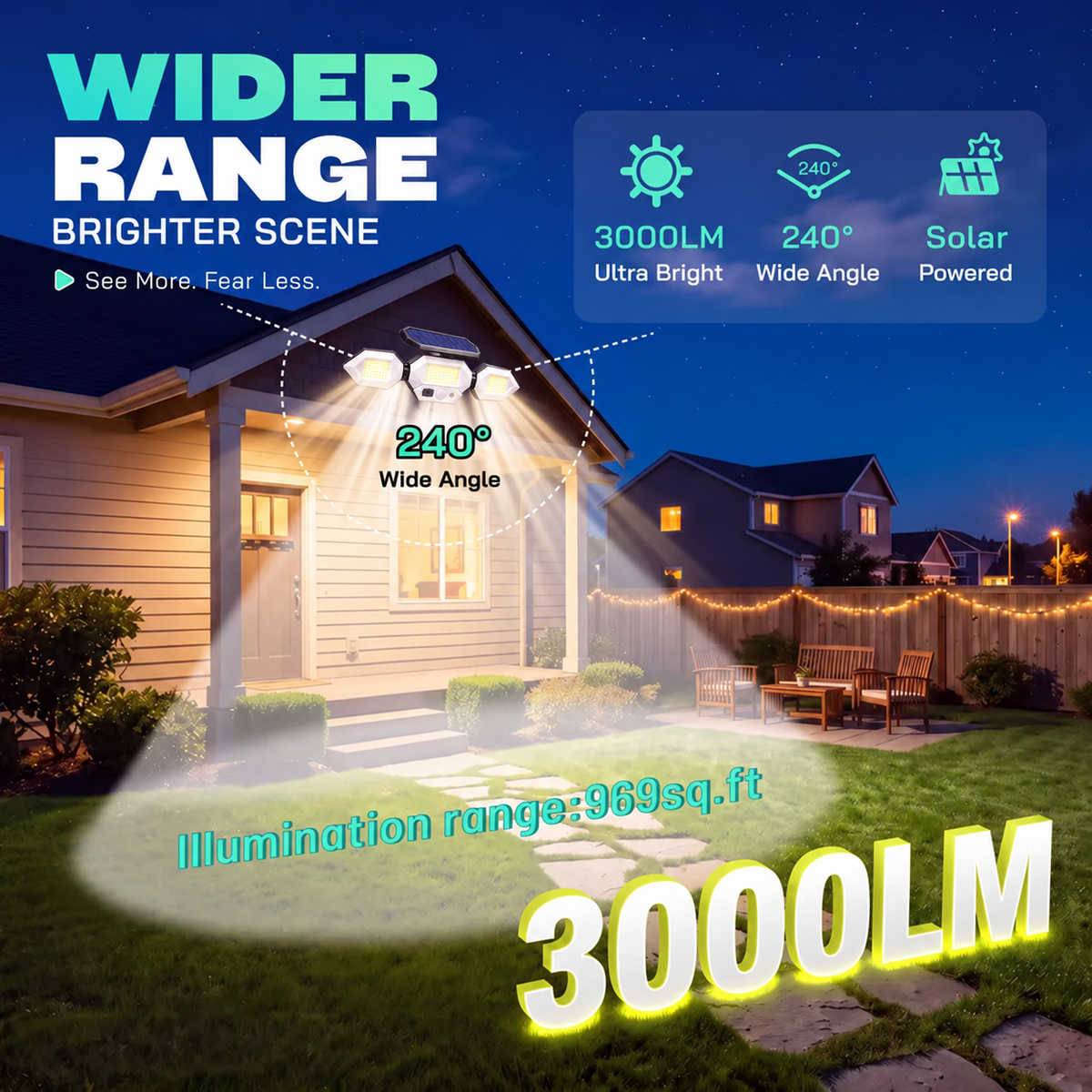 ☀️ Clip-On Solar Motion Sensor Light – 3-Head Lighting, Remote Control & USB-C Charging