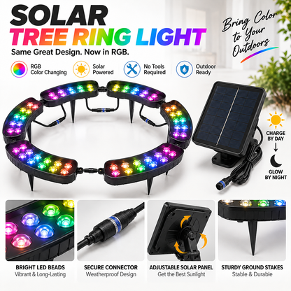🏡🌈 Solar RGB Tree Ring Light – 7-Color Outdoor Landscape Uplighting