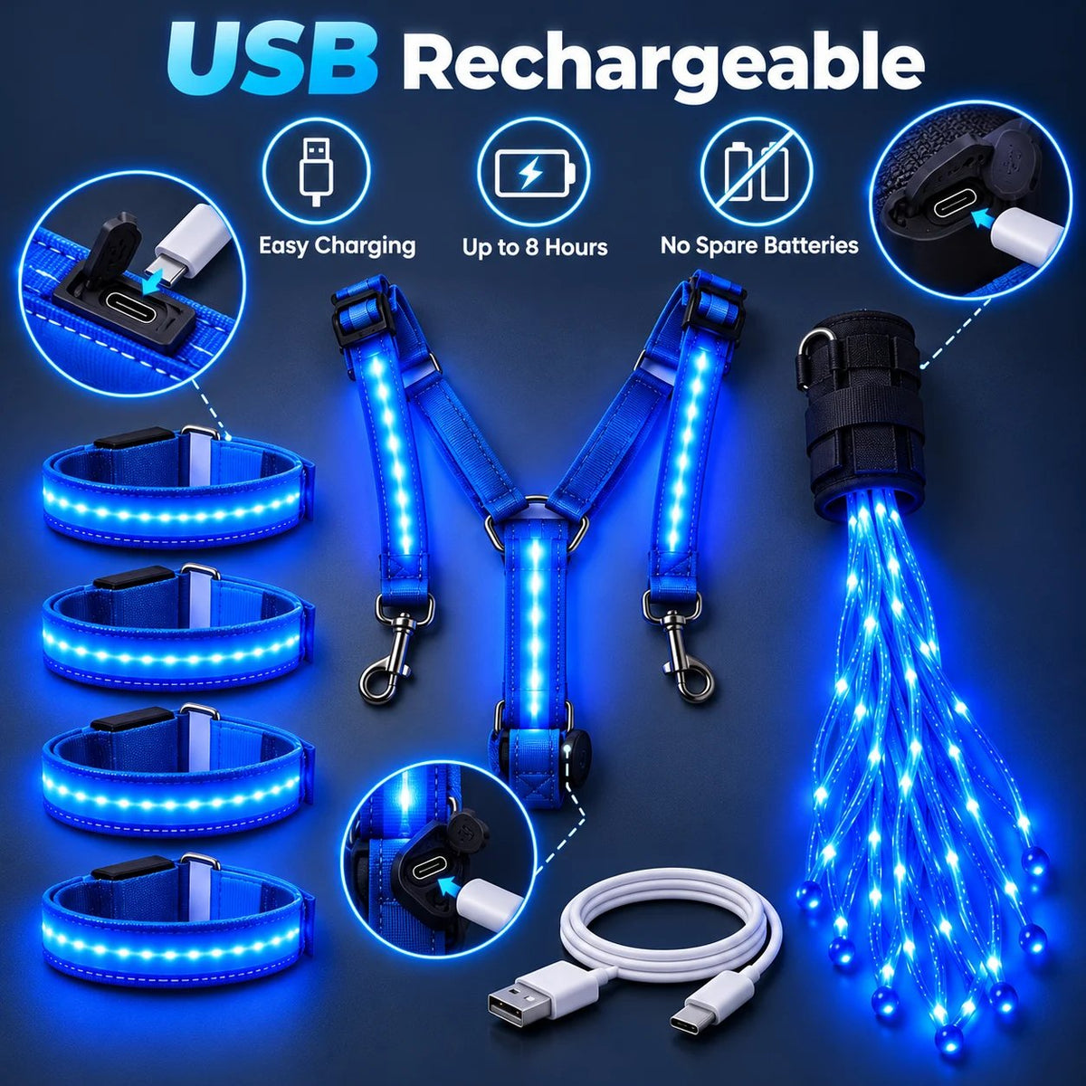 🐎Horse LED Night Glow Protection Gear 6-Piece Full Set