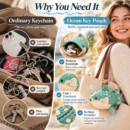 ✂️ Premium Leather Whale Shark Coin Purse | Hand-Stitched Ocean Key Holder