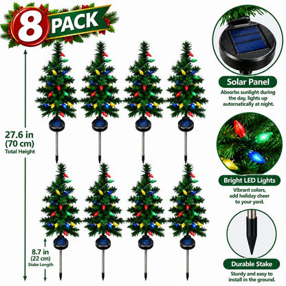 🎄4-Pack Solar Strawberry LED Christmas Pathway Lights, Multicolor✨