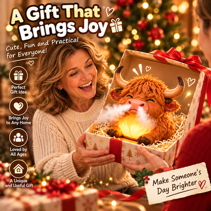 🐮Highland Cow Huff™💡 – Tap-to-Puff Humidifier & Colorful Night Light