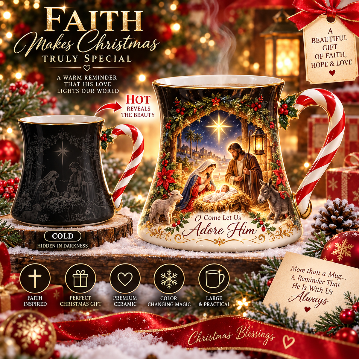 🔥50% OFF✨Christmas Magic Color-Changing Mug – Heat Reveal Holiday Gift