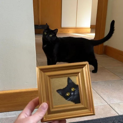 🔥LAST DAY 49% OFF 🐈‍⬛✨Black Cat Gold Leaf Miniature Painting