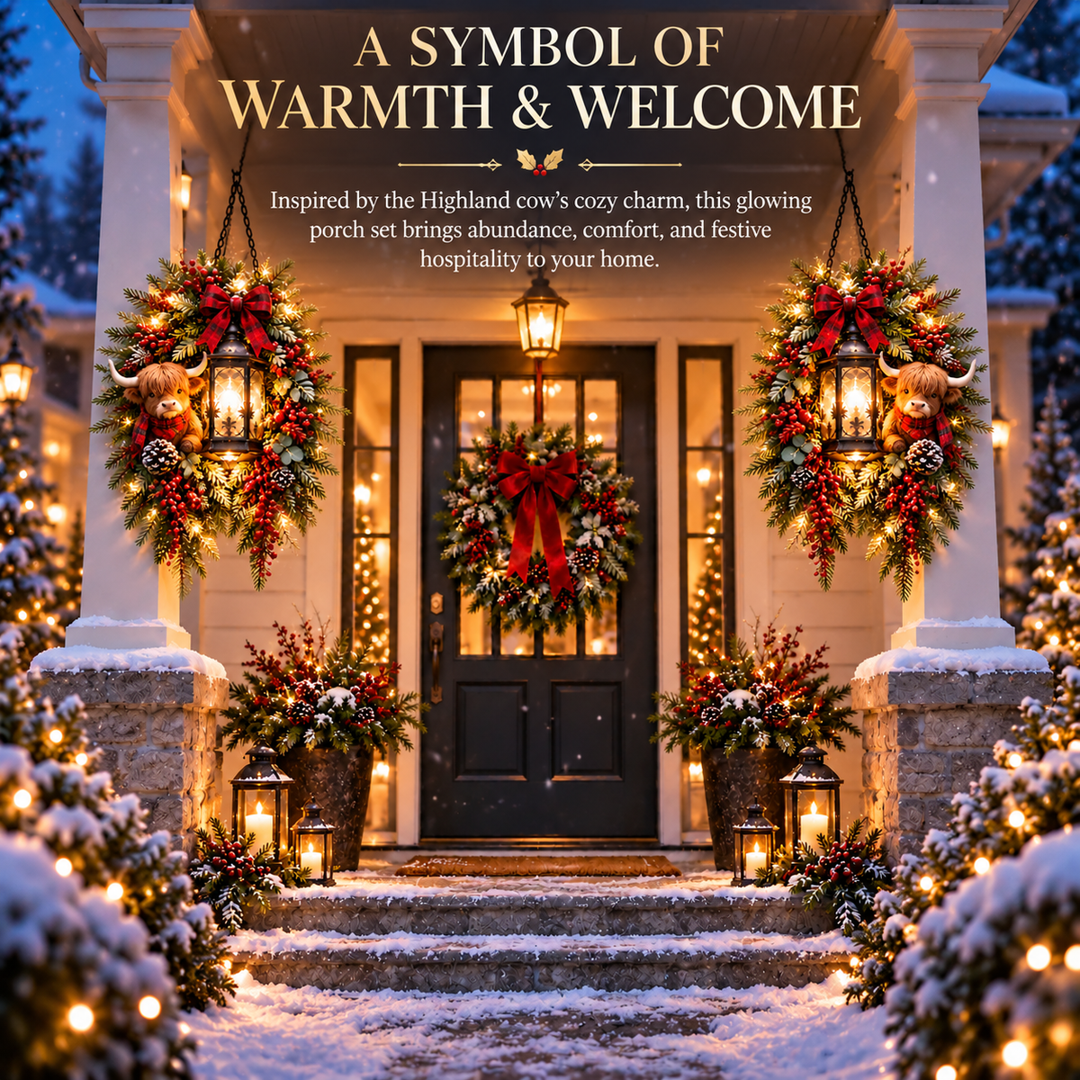 🔥 LAST DAY 50% OFF 🔥|🎄 Christmas Porch Glow™ – Pre-Lit Holiday Lantern & Evergreen Decor | 6 Festive Styles