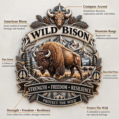 🦬Wild Bison 3D Metal Car Emblem – Strength · Freedom · Resilience