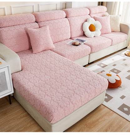 Luxury Floral Stretch Sofa Cover – Soft Jacquard, Full-Fit & Elegant