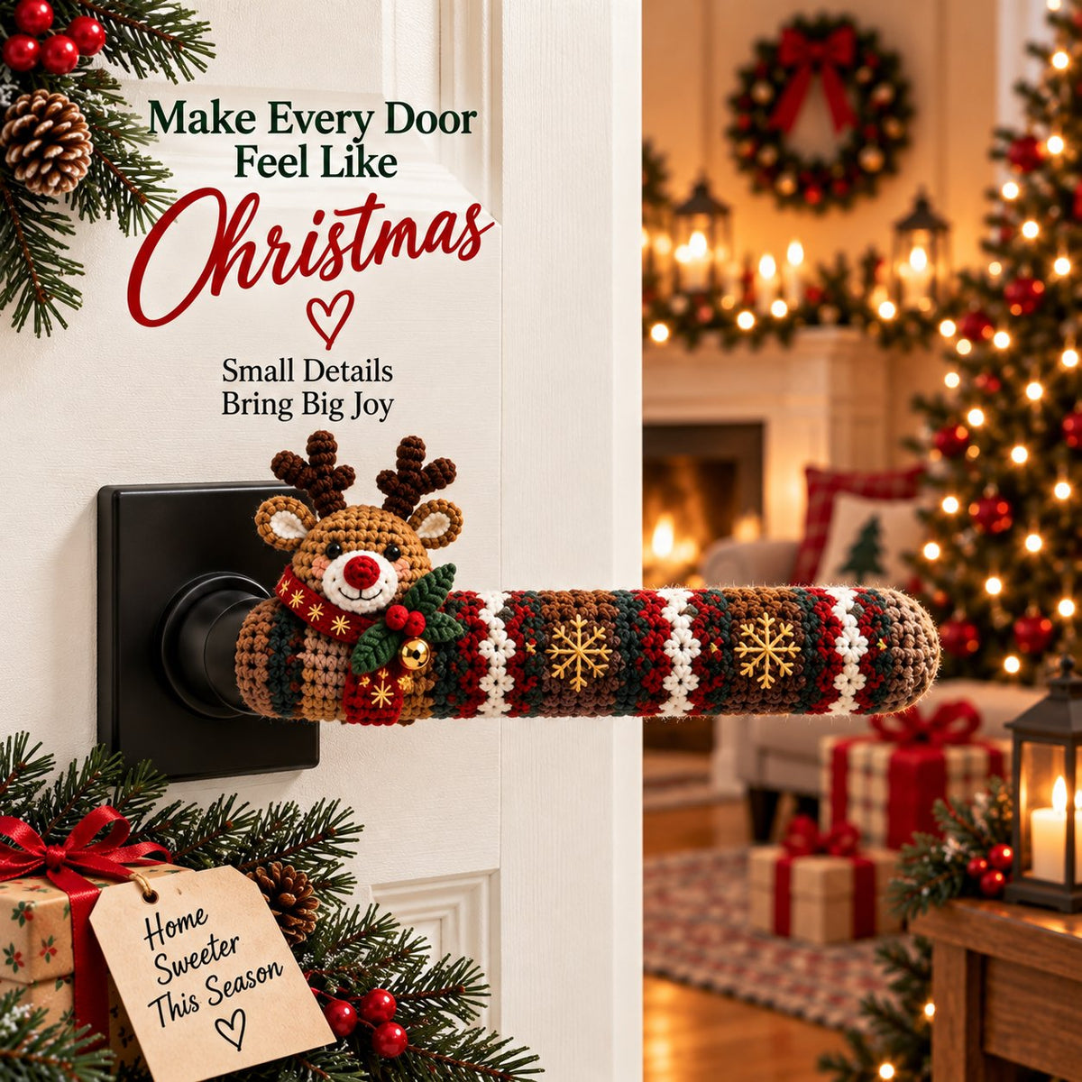 🎄 LAST DAY 50% OFF — Christmas Crochet Door Handle Covers | 6 Festive Designs